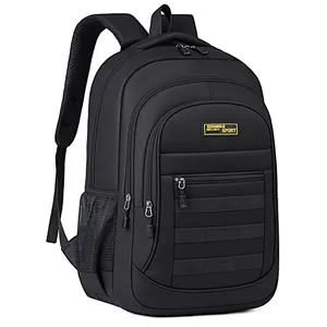 Large capacity black outdoor travel backpack for men with multi-zipper compartments