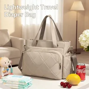 Quilted Nylon Diaper Bag Multi-functional Mummy Handbag Large Capacity Thermal Insulation Travel Shoulder Bag For Women Mother Baby Bag