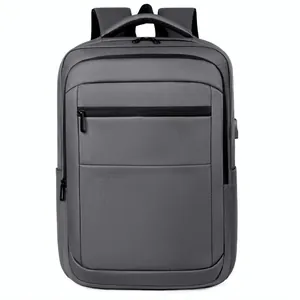Professionele grijze multifunctionele zakelijke laptoprugzak met externe USB-oplaadpoort