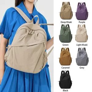 Korean Nylon Backpack Women Large Capacity Student School Bag Minimalist Daily Commuter Lightweight Waterproof Daypack