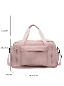 Detailed size specifications for pink large capacity multi-functional travel duffle bag
