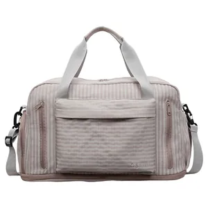Large capacity multifunctional travel bag with striped pattern for gym and business trips