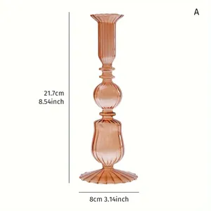 Schema professionale con le misure del candelabro in vetro rigato ambra per decorazioni