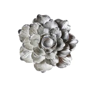 Decorative vintage silver resin lotus flower candle holder and incense burner centerpiece