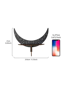 Crescent moon shaped wooden decorative shelf dimensions 29.8x21cm with size reference