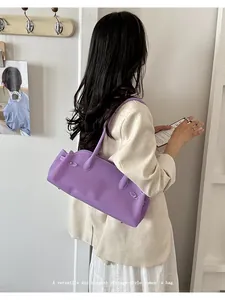Bolso baguette vintage morado para mujer, accesorio de moda elegante bajo el brazo
