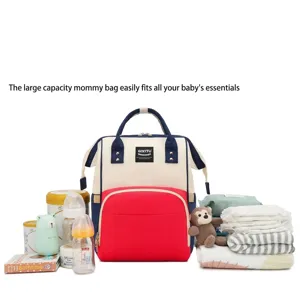 Multifunctionele Luierstas Rugzak Grote Capaciteit Oxford Doek Contrastkleur Moeder Baby Reistas Met Kinderwagenriemen