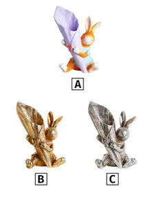 Resin rabbit bouquet holder flower vase in three finishes for Easter home decor