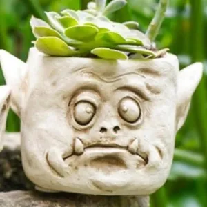 Pot de fleurs créatif en résine avec tête de démon pour succulentes et jardin