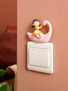 Cute swan girl resin figurine decoration for children's room wall switch ornament