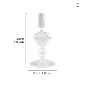 Portacandele in vetro trasparente a forma di cuore per decorazioni, altezza 18,3 cm