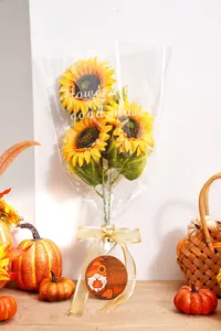 Künstlicher Sonnenblumenstrauß mit Give Thanks-Anhänger für Thanksgiving-Deko