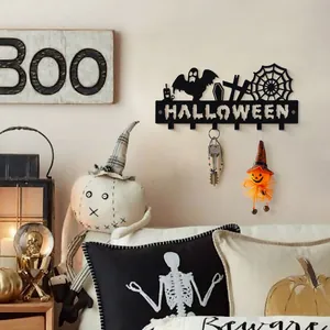 Schwarzer Halloween Metall Schlüsselhalter Wandhaken für Flur und Zimmerdekoration.