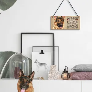 Decorative German Shepherd wooden wall plaque with hanging rope for stylish home interior decor