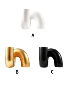 Vases créatifs en résine en forme de n, finitions blanc, or et noir pour décoration