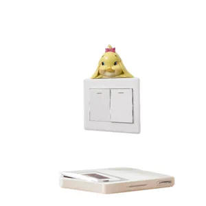 Creative and cute little yellow duck resin figurine for creative wall light switch decoration