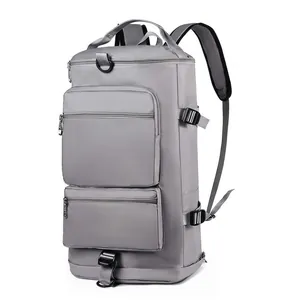 Großer multifunktionaler grauer Reise-Rucksack für Geschäftsreisen und Fitness