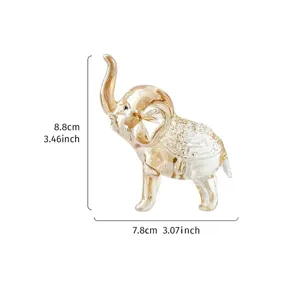 Bernsteinfarbene Kristall-Elefantenfigur Dekoration mit 8,8 cm Höhe und 7,8 cm Länge