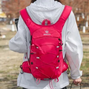 Zaino da esterno leggero rosa per escursionismo e ciclismo con spallacci comodi.