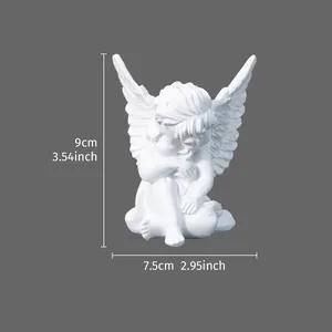 Minimalist white resin angel statue home decor 9cm height x 7.5cm width dimensions