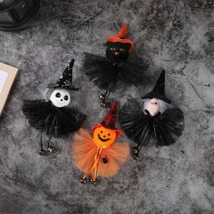 Set of 4 Halloween hanging ornaments featuring ghost witch pumpkin and black cat designs.