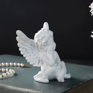 Nordic Minimalist White Resin Angel Figurine Cupid Sculpture Craft Desktop Table Top Cabinet Statue Ornament Home Decor Office Decor