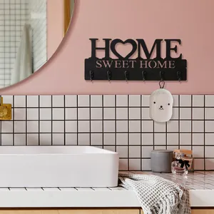 Kreative Holz Metall Home Brief Zeichen Wand Dekorative Haken Sweet Home Graviert Ausgehöhlt Schlüssel Aufhänger Handtuch Lagerregal