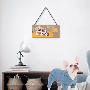 Decorative wooden dog-themed wall sign featuring a French Bulldog illustration and quote