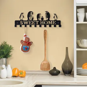 Minimalistischer Eisen-Schlüsselhaken Wandhalter mit Pinguin für Küche und Dekoration.