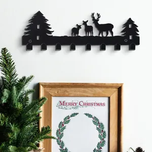 Nahaufnahme des schwarzen Metall Hirsch Weihnachts Wandhaken für die Wanddekoration.
