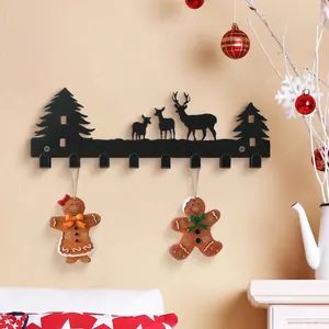 Minimalistischer Eisen-Schlüsselhaken mit Weihnachts-Hirsch-Silhouette für Wand und Tür.