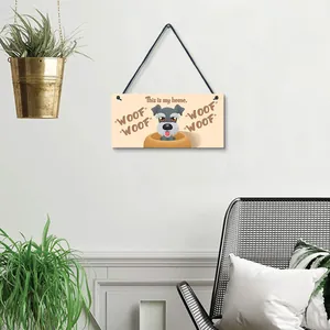 Cute cartoon Schnauzer wooden hanging sign for home pet wall decor