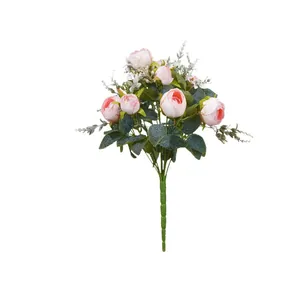 Elegant realistic artificial pink peony bouquet for wedding and home desktop decoration