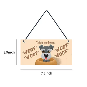 Cute cartoon schnauzer dog wooden hanging sign for home decor wall art 7.8x3.9 inch