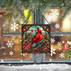 Atrapasol de acrílico con diseño de pájaro cardenal rojo para decorar su ventana