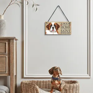 Wooden Saint Bernard dog hanging sign wall decor for pet lovers home