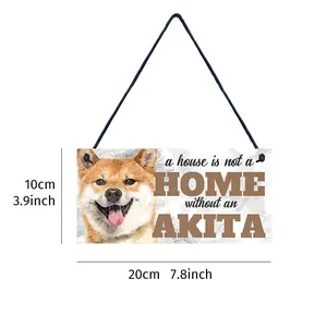 Decorative wooden hanging sign featuring an Akita dog with dimensions 20x10cm for home