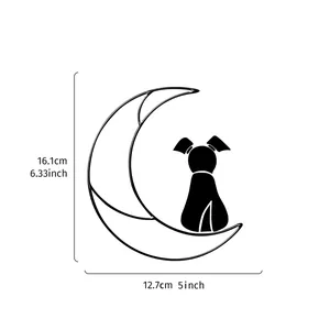 Modern Halloween decorative dog on crescent moon wall hanging ornament with dimensions