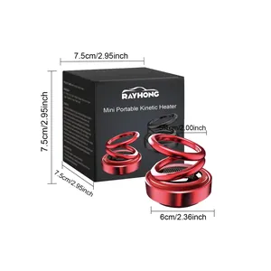 Detailed dimension diagram for Rayhong portable mini kinetic heater car accessory