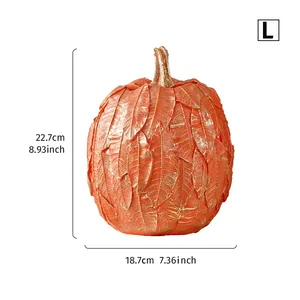 Dimensions détaillées du vase citrouille orange à texture de feuilles pour moisson