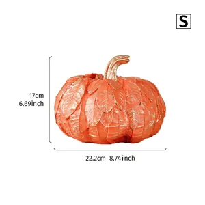 Dimensions détaillées du vase citrouille orange avec texture de feuilles pour la déco
