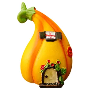 Miniatura casa de calabaza resina para jardín de hadas y decoración micro paisaje