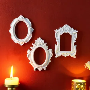 European Style White Retro Relief Decorative Frame Baroque Resin Craft Wall Hanging DIY Home Ornament Photography Props