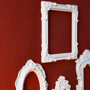 European vintage white relief photo frame set for wall decoration and photo props