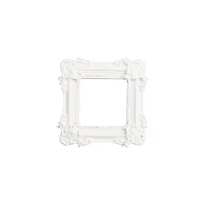 Elegant white European vintage embossed frame for wall decor and photography props