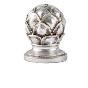 Remate decorativo de mástil en forma de piña plateada para decoración de escritorio