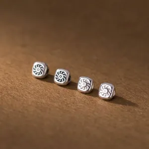 Perline Distanziatrici a Triangolo in Argento Sterling 925 con Motivo a Raggiera Perline Sciolte Artigianato Etnico Retrò per Fai da Te Braccialetto Collana Componenti per Gioielli