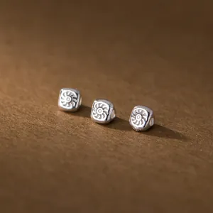 Set di tre perline distanziatrici in argento sterling S925 con motivo solare per fai da te