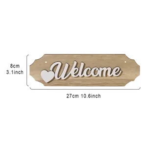 Wooden welcome sign for door and wall decor 27x8cm home hanging plaque