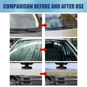 Autoglas oliefilmverwijderaar voor en na vergelijking voor heldere voorruiten